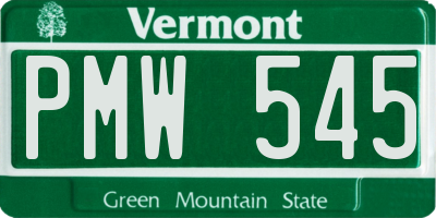 VT license plate PMW545