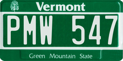 VT license plate PMW547