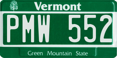 VT license plate PMW552