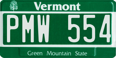 VT license plate PMW554