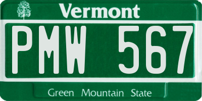 VT license plate PMW567