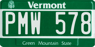 VT license plate PMW578