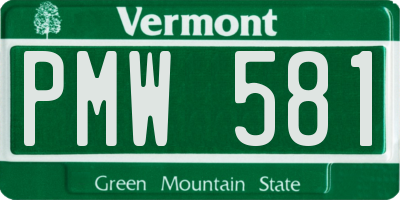 VT license plate PMW581