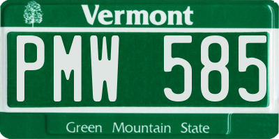 VT license plate PMW585