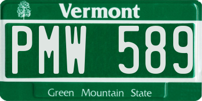 VT license plate PMW589
