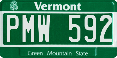 VT license plate PMW592