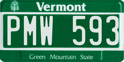 VT license plate PMW593