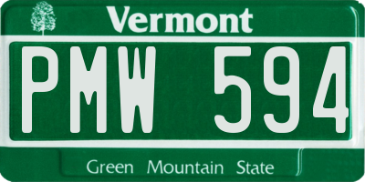 VT license plate PMW594
