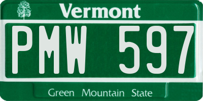 VT license plate PMW597
