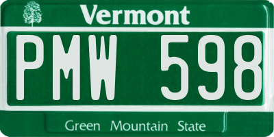 VT license plate PMW598