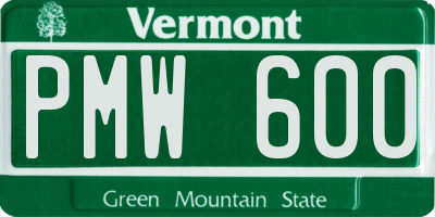 VT license plate PMW600
