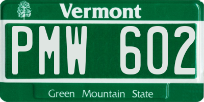 VT license plate PMW602