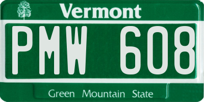 VT license plate PMW608