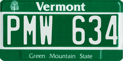 VT license plate PMW634