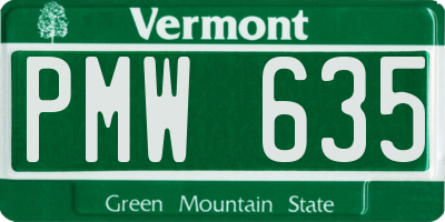 VT license plate PMW635