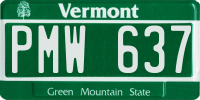 VT license plate PMW637