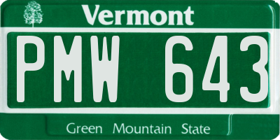 VT license plate PMW643