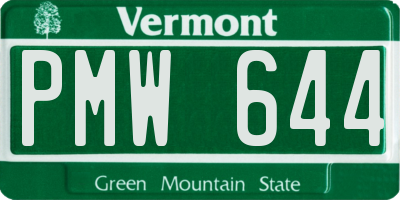 VT license plate PMW644