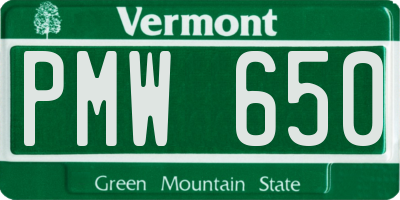 VT license plate PMW650