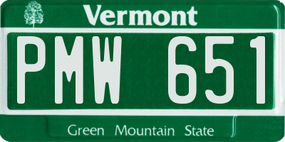 VT license plate PMW651