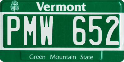 VT license plate PMW652