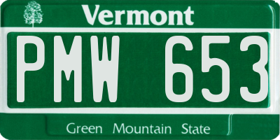 VT license plate PMW653