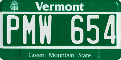 VT license plate PMW654