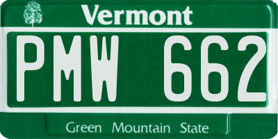 VT license plate PMW662
