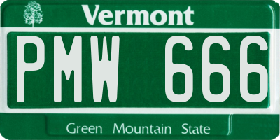 VT license plate PMW666