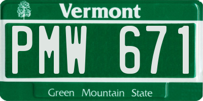 VT license plate PMW671