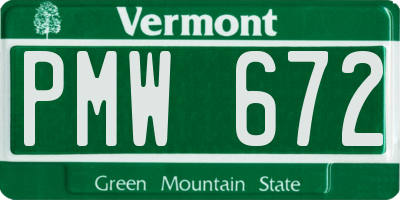 VT license plate PMW672