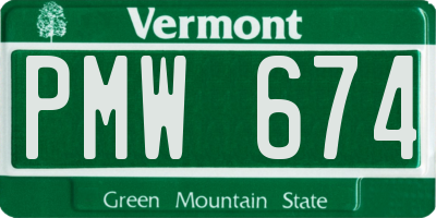 VT license plate PMW674