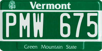 VT license plate PMW675