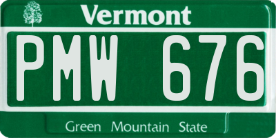 VT license plate PMW676