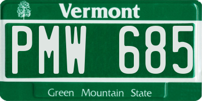 VT license plate PMW685