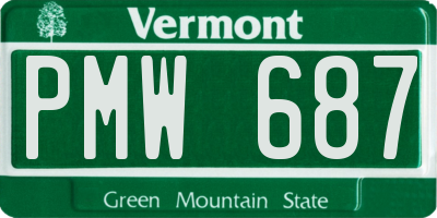 VT license plate PMW687