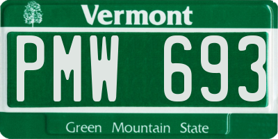 VT license plate PMW693