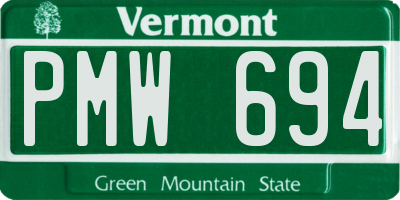 VT license plate PMW694