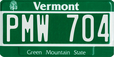 VT license plate PMW704