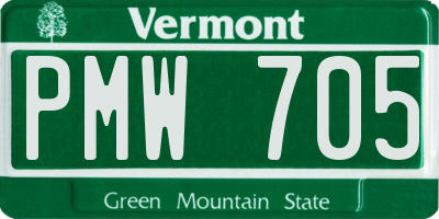 VT license plate PMW705