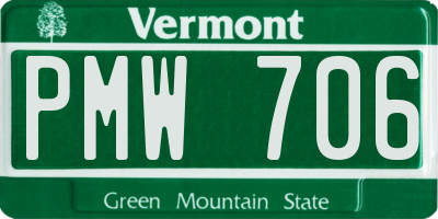 VT license plate PMW706