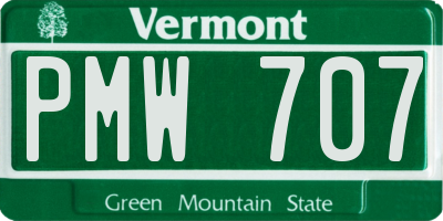 VT license plate PMW707