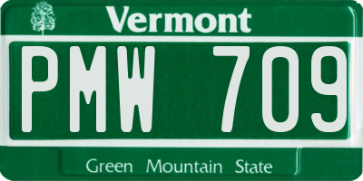VT license plate PMW709