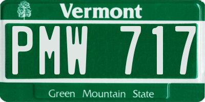 VT license plate PMW717