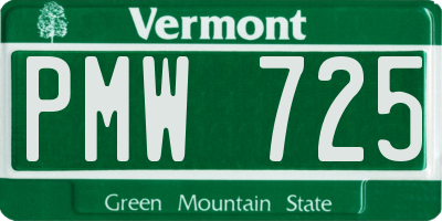 VT license plate PMW725