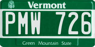 VT license plate PMW726