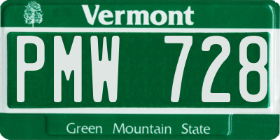 VT license plate PMW728