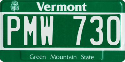 VT license plate PMW730