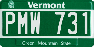 VT license plate PMW731