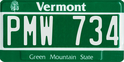VT license plate PMW734
